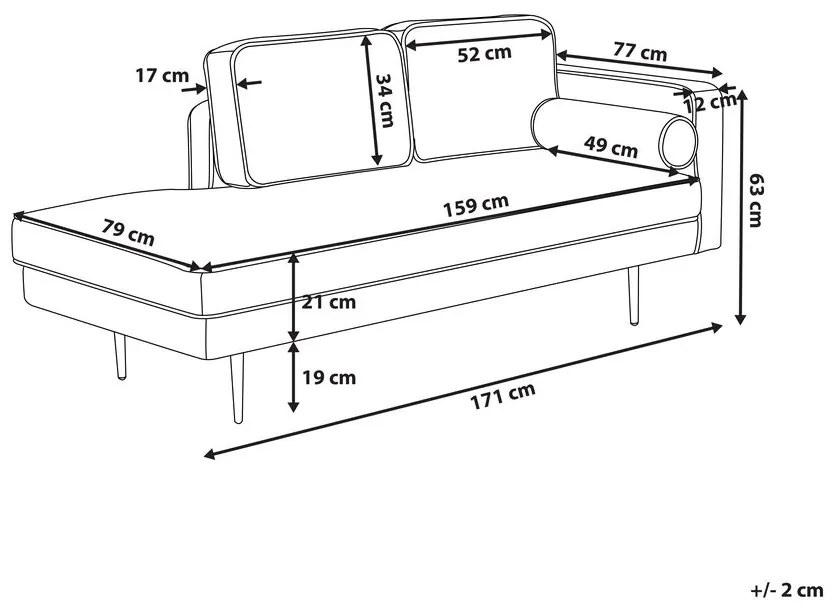 Chaise longue velluto verde menta destra MIRAMAS Beliani
