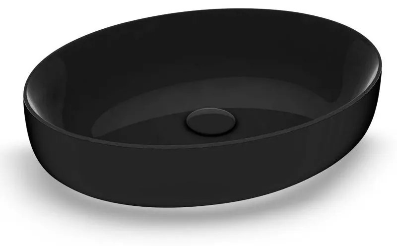 Lavabo da appoggio OLYMPIA CERAMICA ovale in ceramica L 55 x H 14 x P 40 cm nero