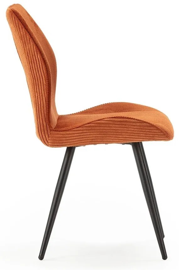 Set di 2 sedie da pranzo in velluto a coste arancione Adaya - Marckeric