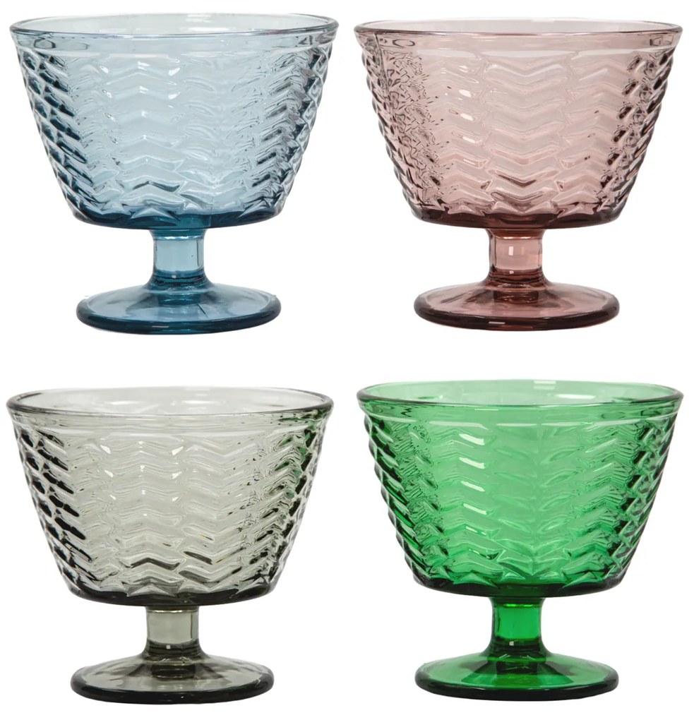 Set 4 coppette gelato in vetro colorato Tahiti