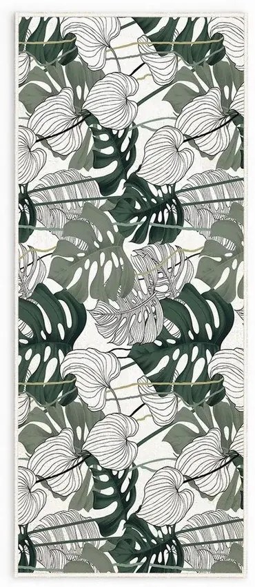 Runner bianco-verde lavabile 80x200 cm Monstera - Oyo Concept