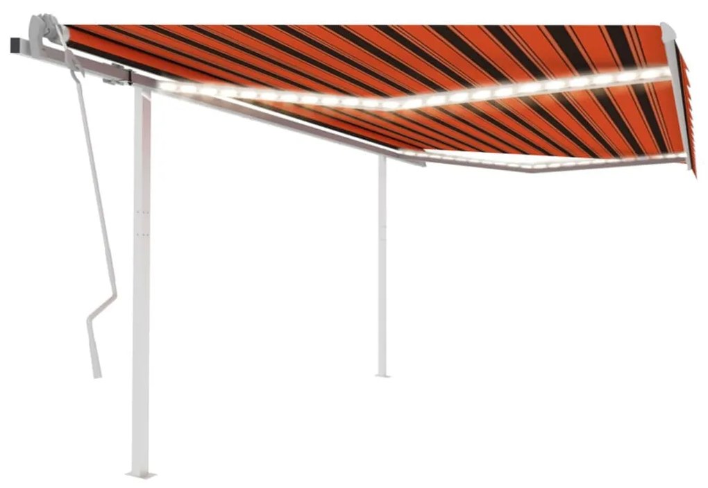 Tenda Da Sole Retrattile Manuale Led 4,5x3,5 M Arancio Marrone /