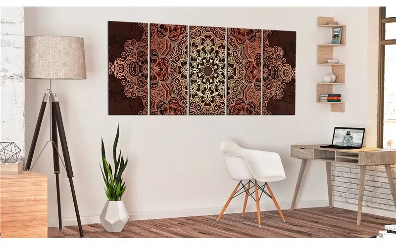 Quadro Mandala  Flower Bouquet  Colore Beige, Dimensioni e Misure 200x80