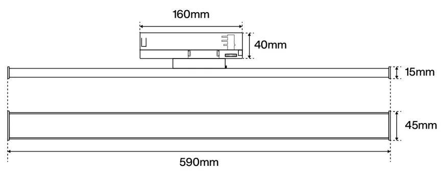 Lampada LED Lineare 34W per binario Trifase 60cm, simm. 2x45° Bianca, PHILIPS certadrive CCT Colore Bianco Variabile CCT