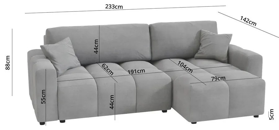 Divano angolare grigio allungabile (con composizione variabile) Luki – Ropez