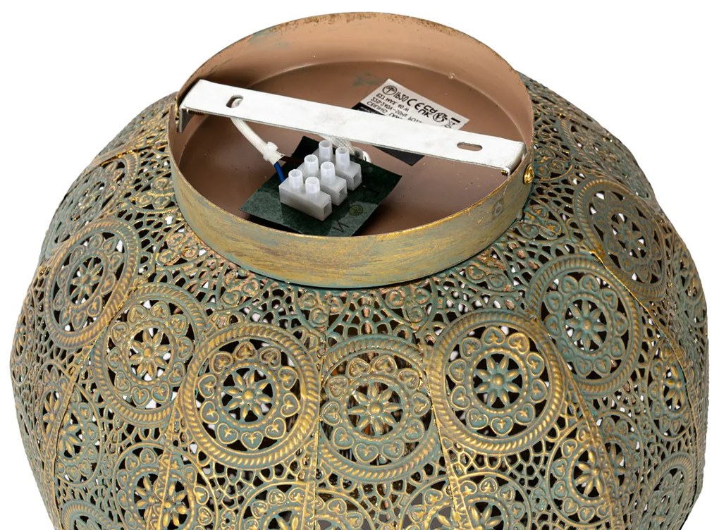 Plafoniera orientale oro con verde 28,5 cm - Baloo