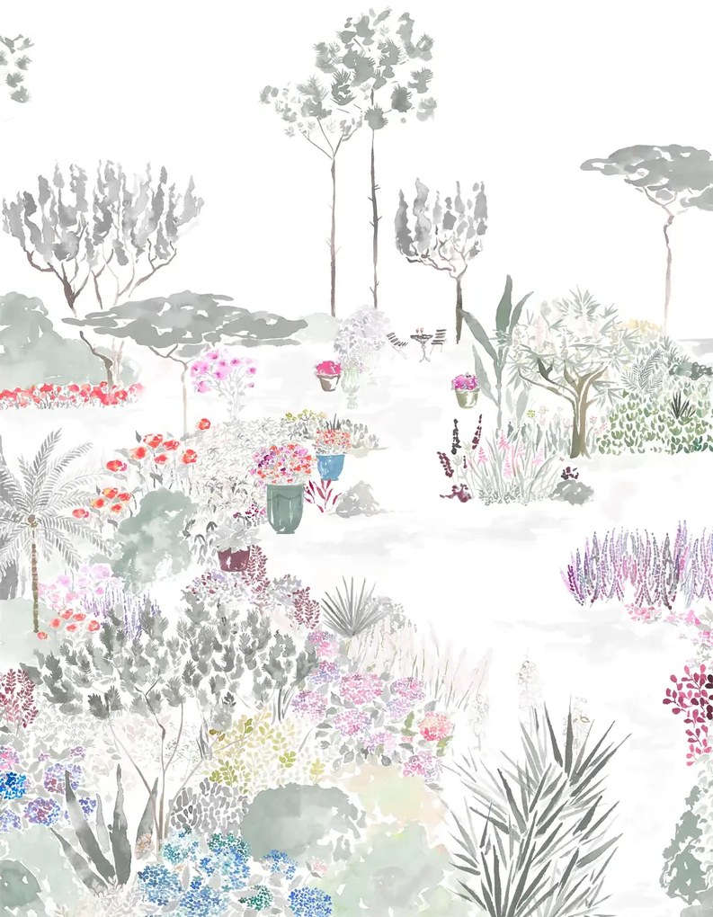 Isidore Leroy Carta da parati panoramica Jardin de France - Gris Vert Panel A