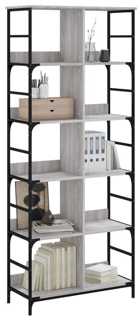 Libreria Grigio Sonoma 78,5x33x188,5 cm in Legno Multistrato