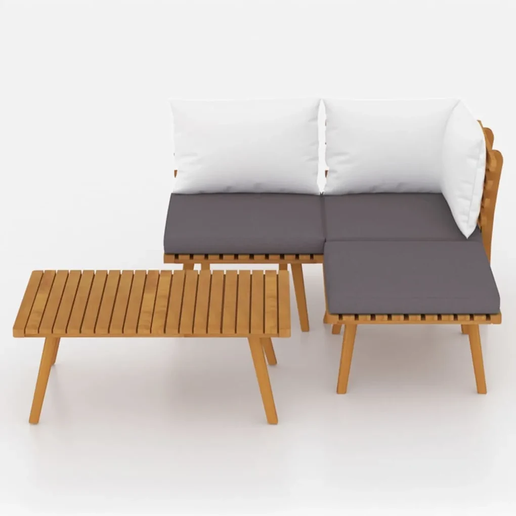 Set divani da giardino 4 pz con cuscini in massello di acacia