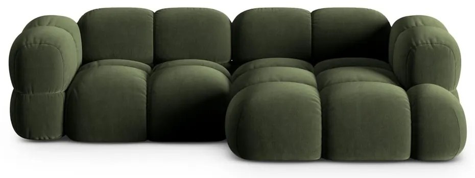 Divano angolare verde (con penisola a destra/con chaise lounge) con rivestimento in velluto Loretto – Cosmopolitan Design