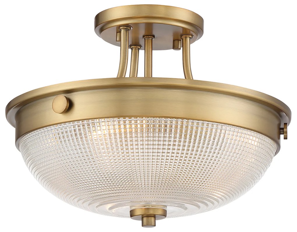 Lampadario Contemporaneo Mantle Vetro Ottone Anticato 2 Luci E27