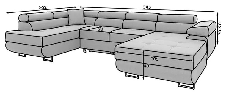 Divano angolare verde allungabile/con contenitore (con penisola a destra/a U) e rivestimento in velluto Rodrigo – ELTAP