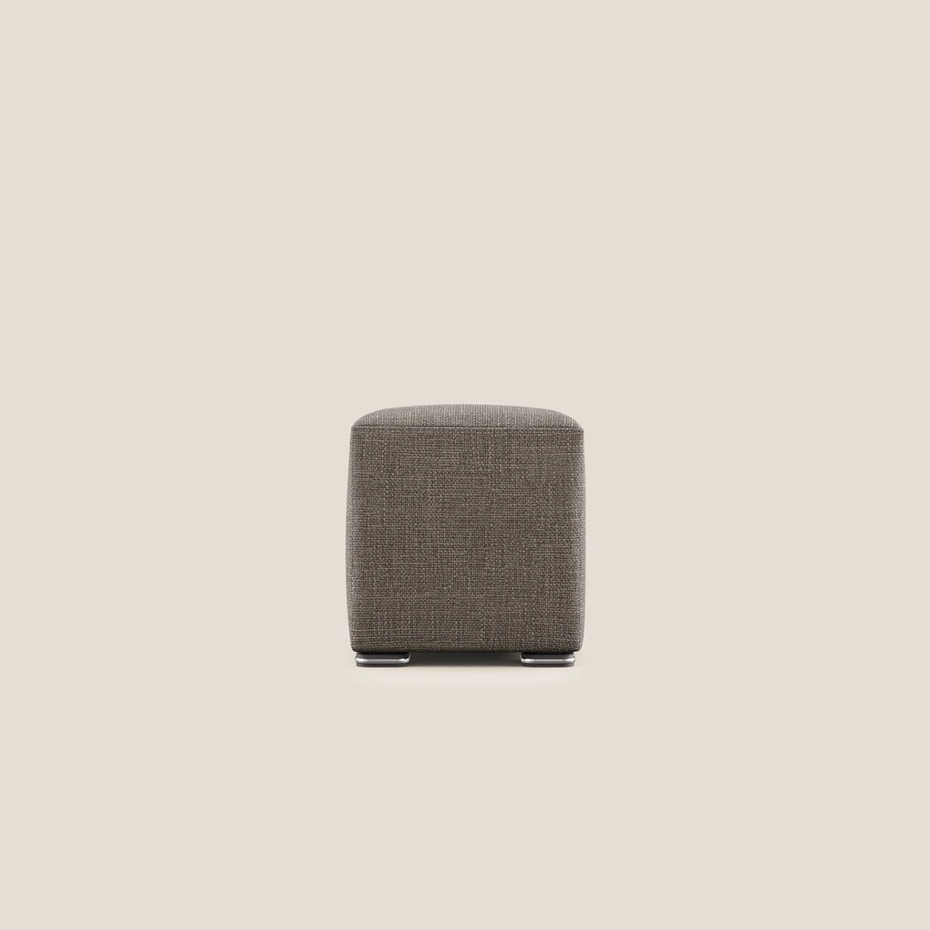Cube pouf in morbido tessuto impermeabile ad intreccio melangiato T06 marrone