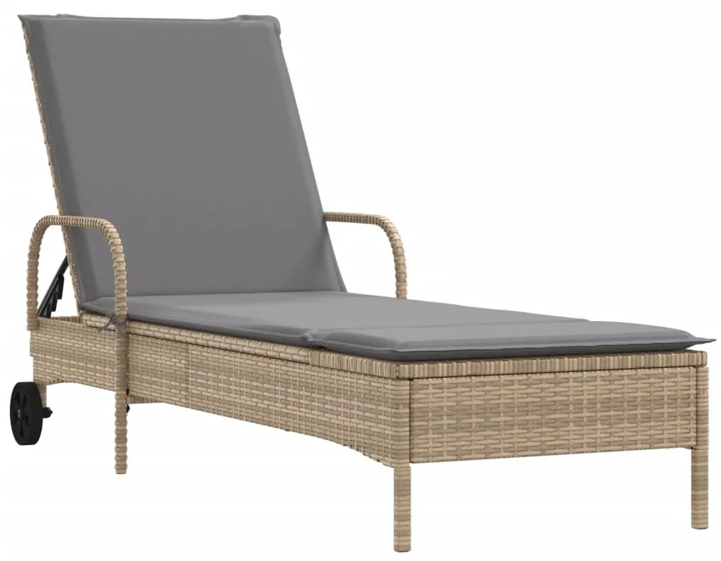 Lettini prendisole 2 pz con cuscini beige in polyrattan