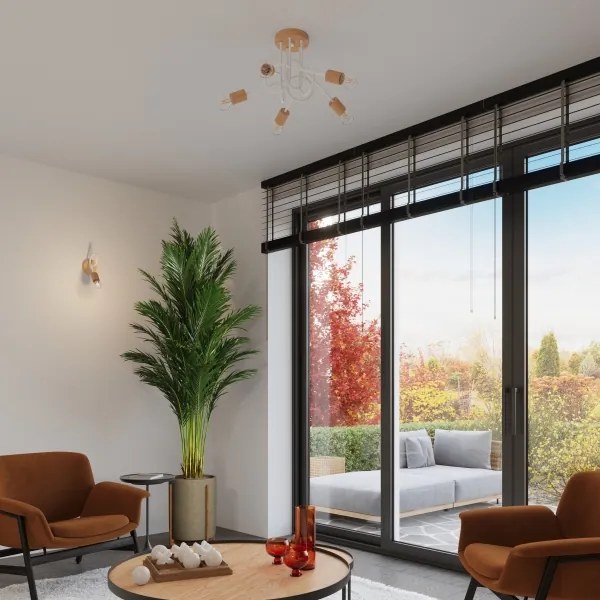 Sollux SL.1473 - Applique EMBER 1xE27/15W/230V bianco/beige/faggio