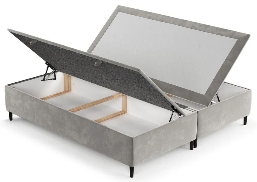 Letto matrimoniale imbottito grigio chiaro con contenitore 180x200 cm Tate - Maison de Rêve