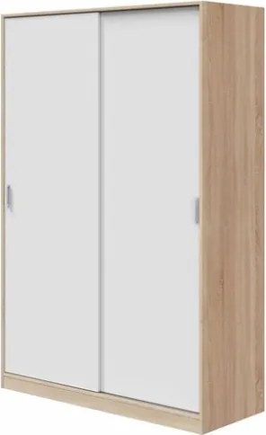 Armadio Guardaroba Appendiabiti 2 Ante Scorrevoli 120 Cm Rovere Canadian Bianco TOP120F