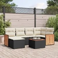 Set Divani da Giardino con Cuscini 7pz Nero Polyrattan 3227862