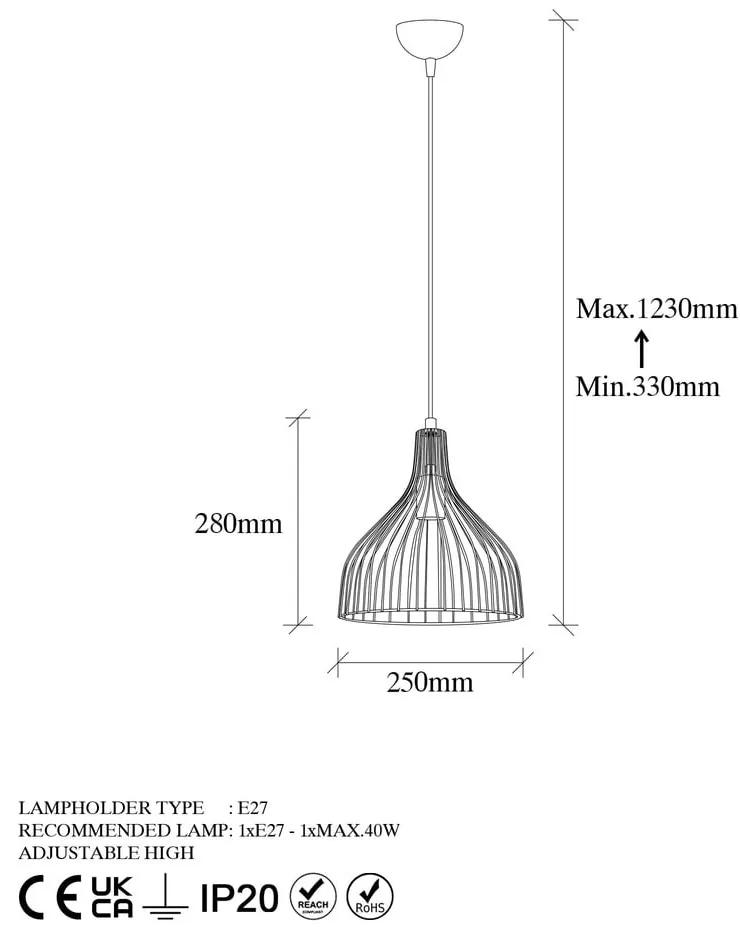 Lampada a sospensione nera con paralume in metallo ø 25 cm Cafu - Opviq lights