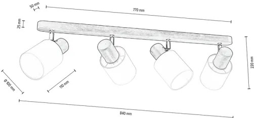 Spot-Light DO2248456 - Faretto da binario TRENDY 4xE27/15W/230V pino
