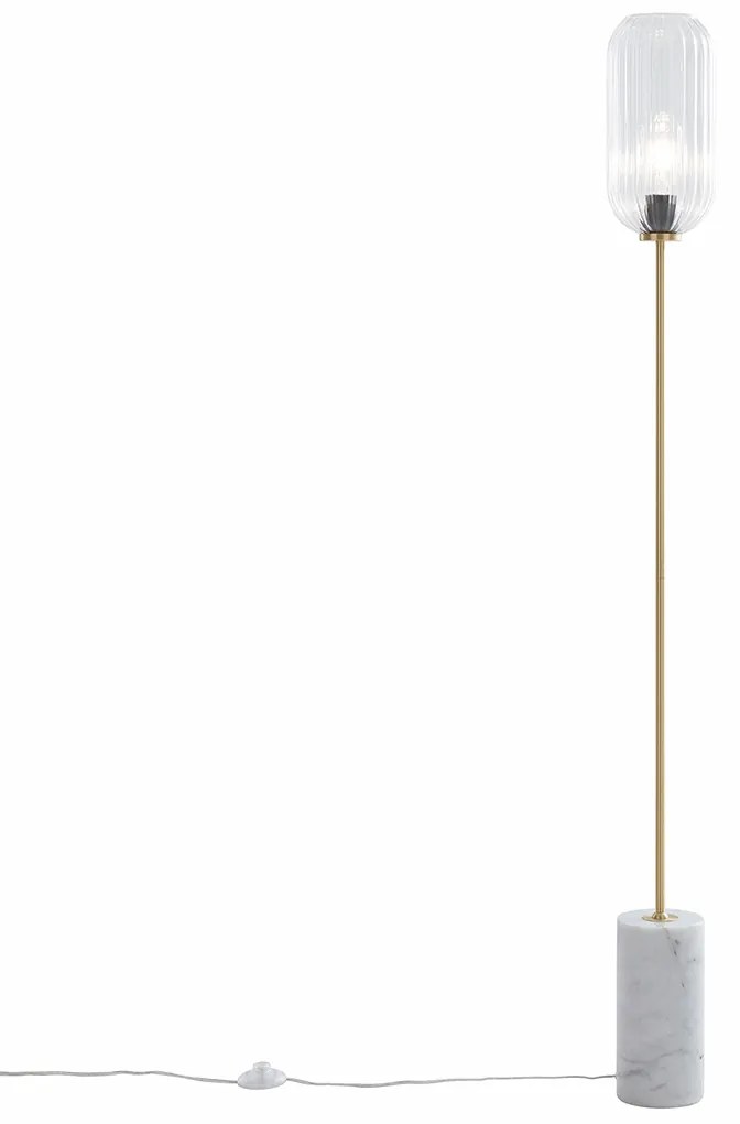 Lampada da terra Art Déco in ottone con vetro trasparente - Rid