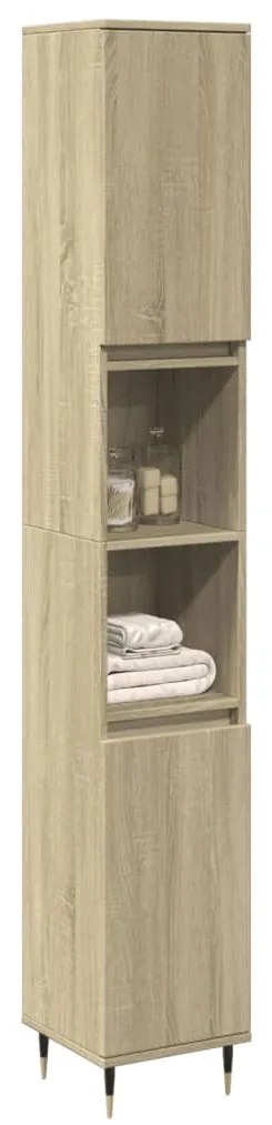 Armadietto da bagno rovere sonoma 30x30x190cm legno multistrato