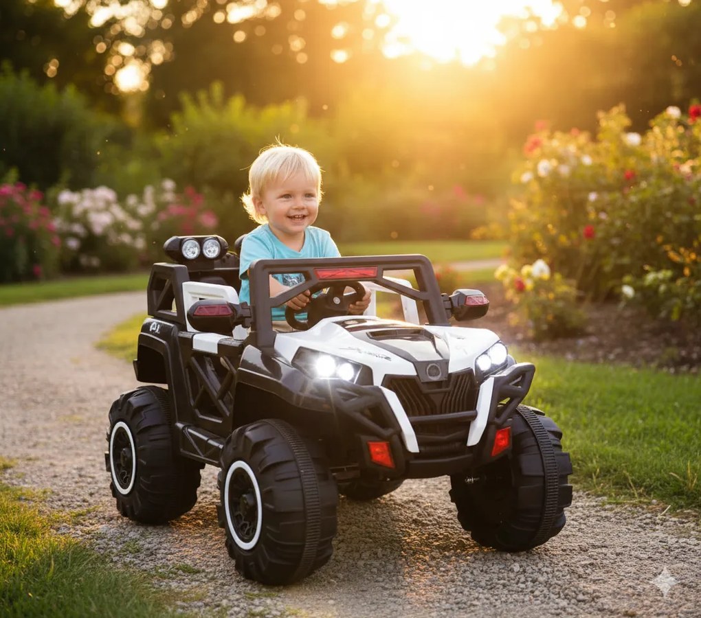 Macchina Elettrica per Bambini 12V Kidfun Fuoristrada 4x4 Bianca...
