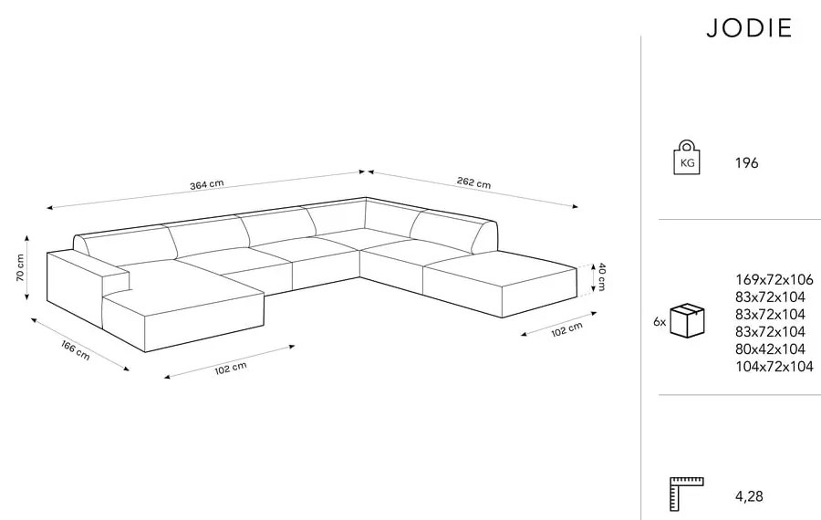 Divano angolare beige in tessuto bouclé (angolo destro) Jodie - Micadoni Home