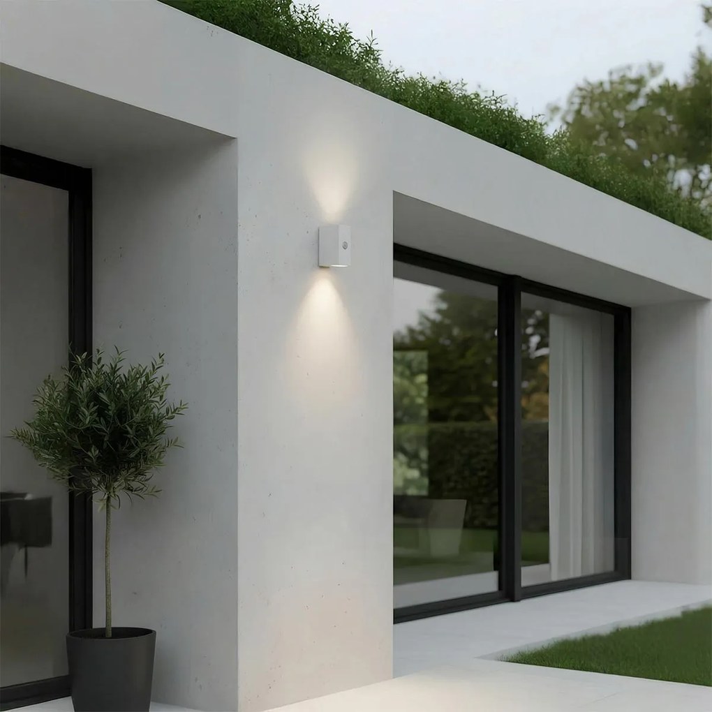 Applique GU10 con Sensore di Movimento IP65 Bidirezione - Bianca