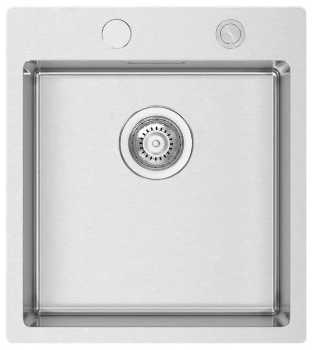Lavello semincasso 1 vasca RODI Box Lux 46 piletta tonda inox L 50.5 x L 45 x P 20 cm argento
