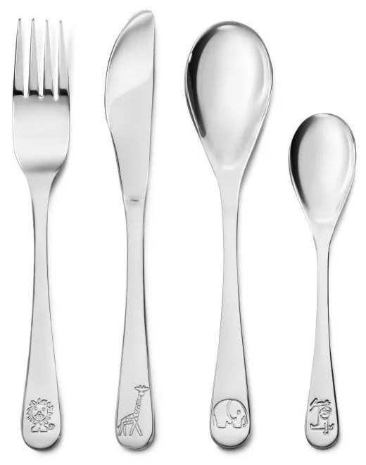 Posate per bambini in acciaio inox argento 4 pezzi Miffy Zoo - Zilverstad