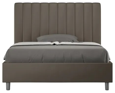 Letto matrimoniale francese senza rete imbottito 140x190 similpelle cappuccino Agueda