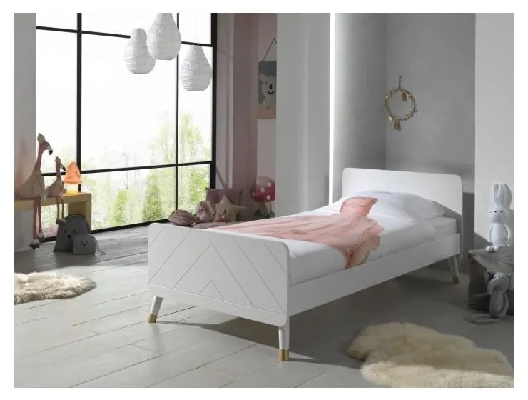 Letto per bambini bianco in legno di pino , 90 x 200 cm Billy - Vipack