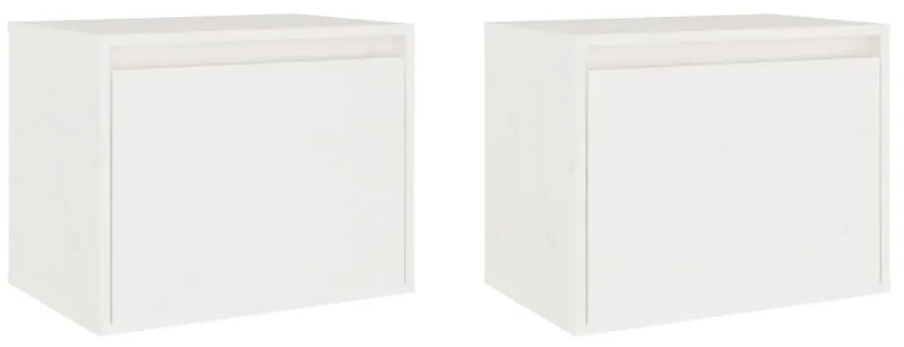 Pensili bianchi 2 pz 45x30x35 cm in legno massello di pino