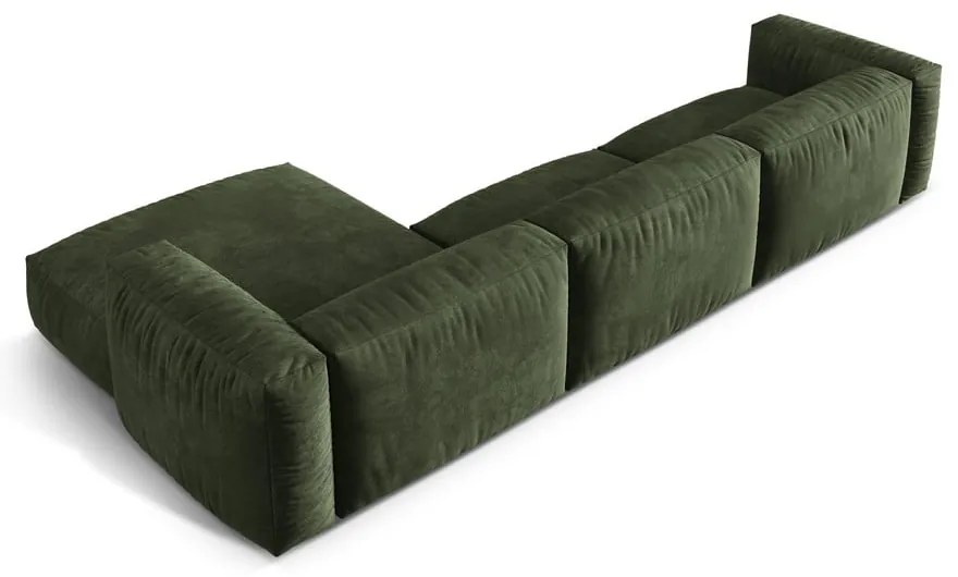 Divano angolare componibile verde (con penisola a destra/con chaise lounge) con rivestimento in velluto Martina – Micadoni