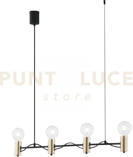 Lampadario a sospensione axon nera e oro 4 luci attacco e27 92x7,5x...