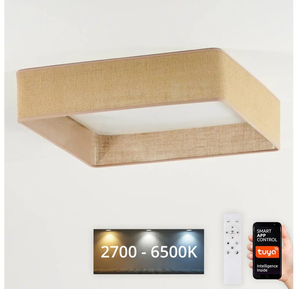 Brilagi-LED Lampada dimmerabile VELVET SQUARE LED/36W/230V Wi-Fi Tuya+telecomando marrone