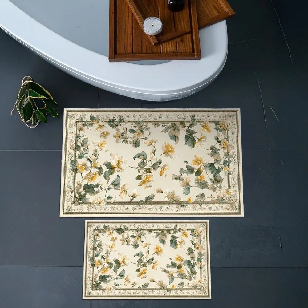 Set di tappetini per il bagno beige 2 pz 60x100 cm – Foutastic