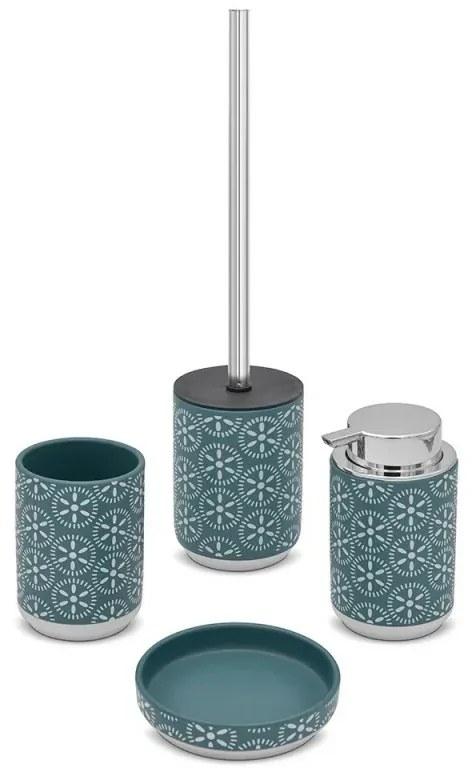 Portaspazzolino da appoggio in ceramica turchese cobalto multiuso Circus