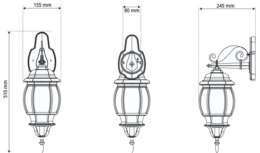 Applique da Esterno Storica E27 IP54 Verde Anticato - Serie BELLINI 1B