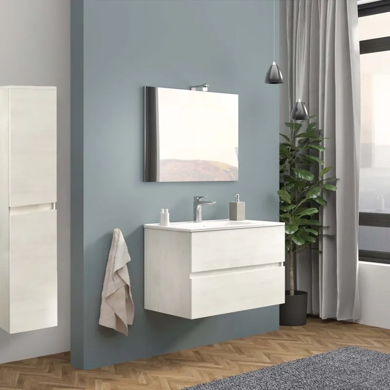 Colonna per mobile bagno Simple 2 ante P 33.5 x L 31.5 x H 138 cm rovere bianco