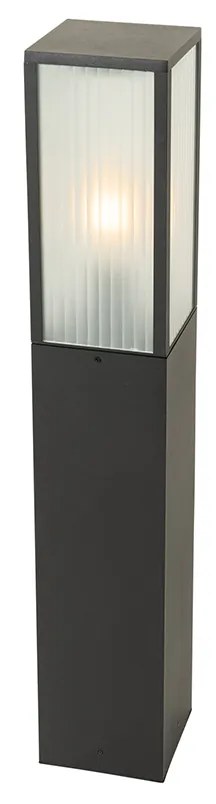 Lampada da terra per esterni nera con vetro rigato 80 cm IP44 - Charlois