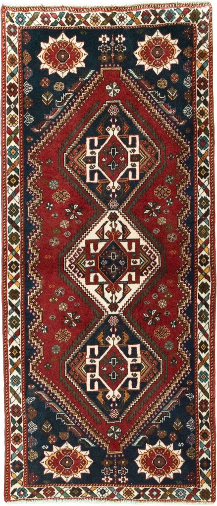 Shiraz Tappeto persiano 90x200 Rosso (Iran) Annodato A Mano