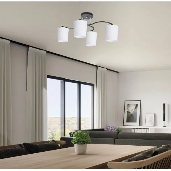 Lampadario a sospensione con supporto rigido ESNYR 4xE27/40W/230V nero/bianco