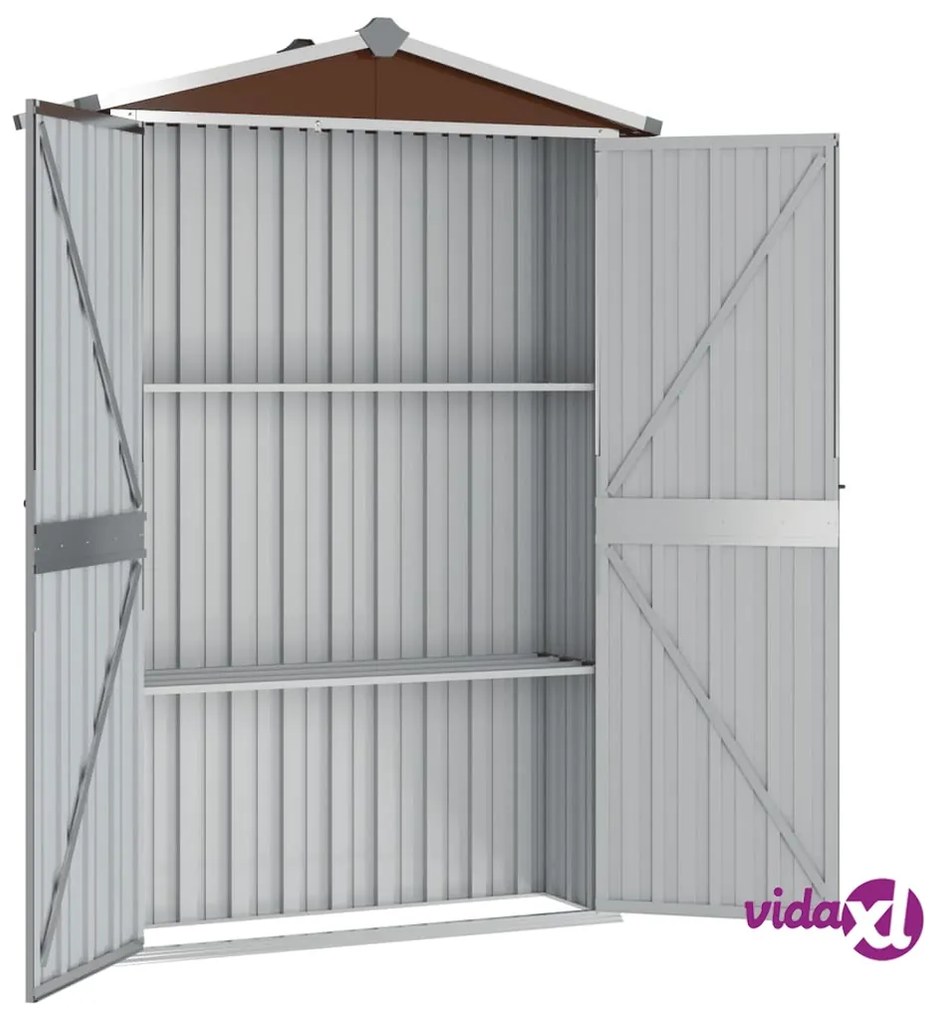 vidaXL Capanno da Giardino Marrone 116x45x175 cm in Acciaio Zincato