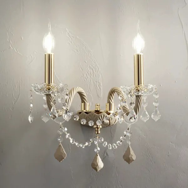 Applique OPERA 37 cm a 2 luci in vetro lavorato a mano Tortora