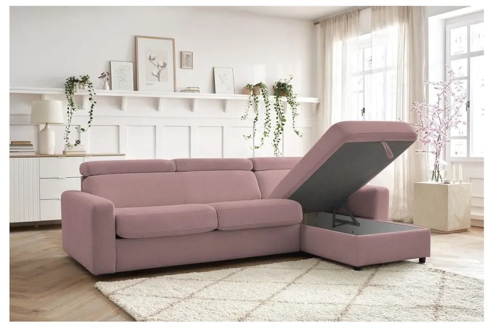 Divano angolare rosa allungabile (con composizione variabile) Monaco – Bobochic Paris