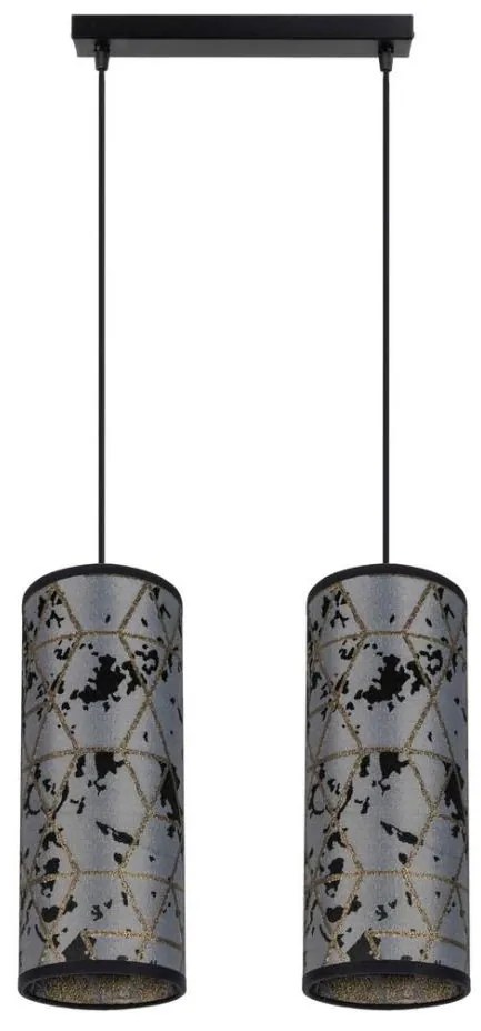 Lampadario a sospensione con filo AVALO 2xE27/60W/230V grigio/nero