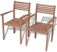 Sedie da Giardino Impilabili 2 pz in Legno Massello di Teak 43036