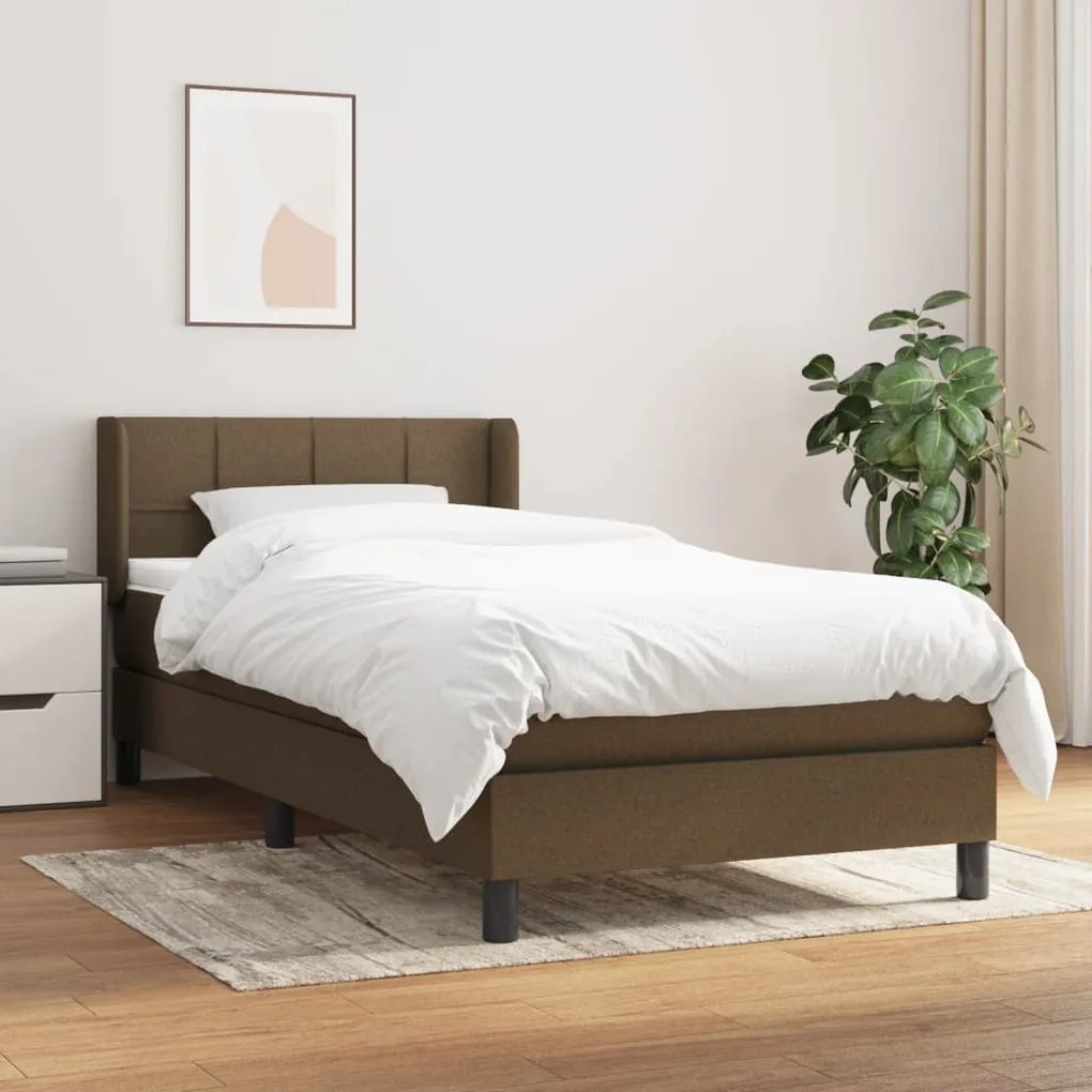 Giroletto A Molle Con Materasso Marrone Scuro 90x190cm Tessuto /